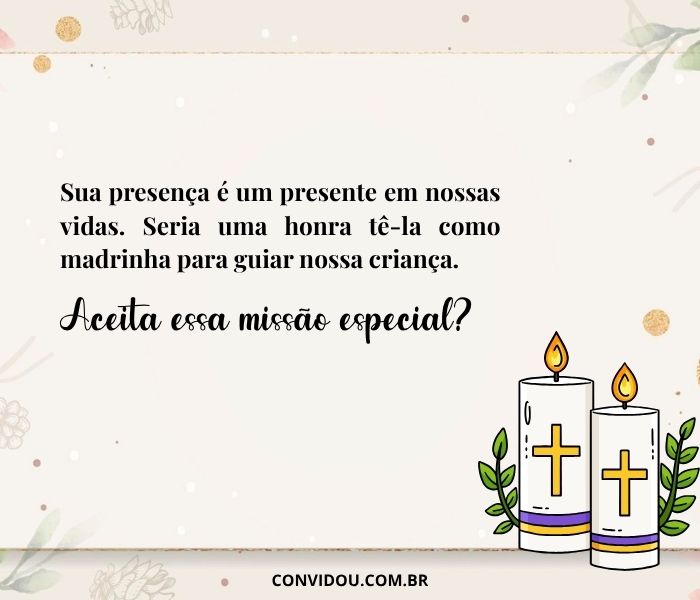 convite religioso madrinha de batismo