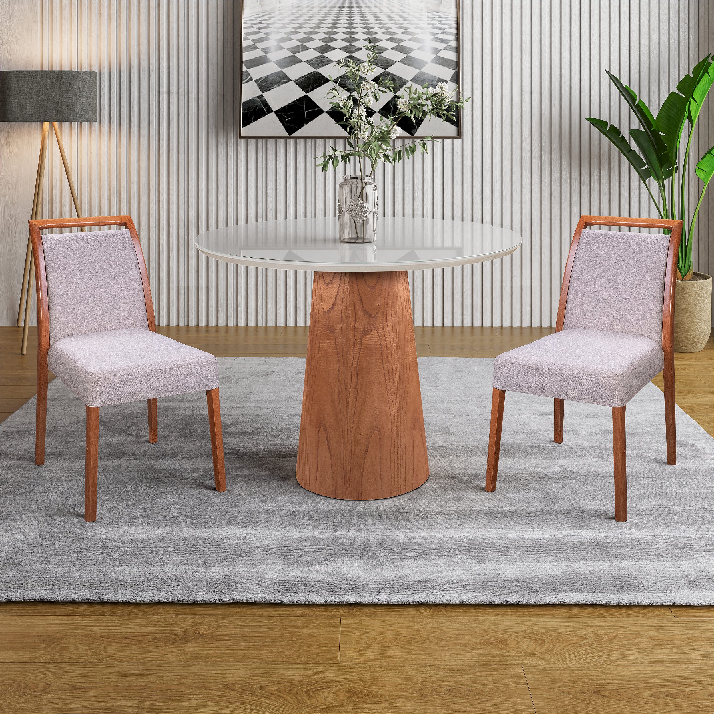 mesa com base cônica