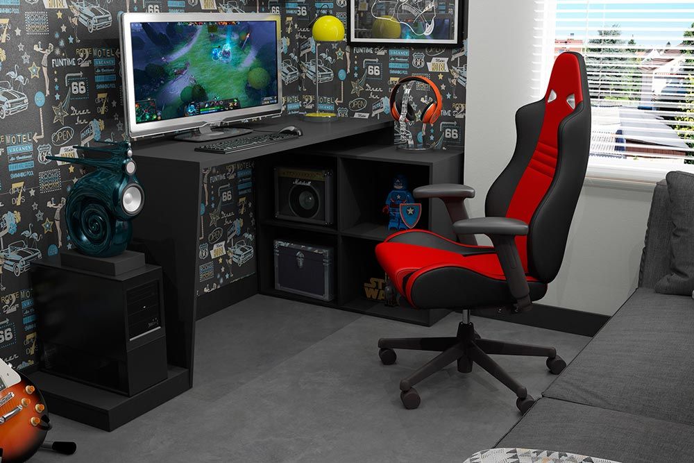 mesa gamer com iluminação