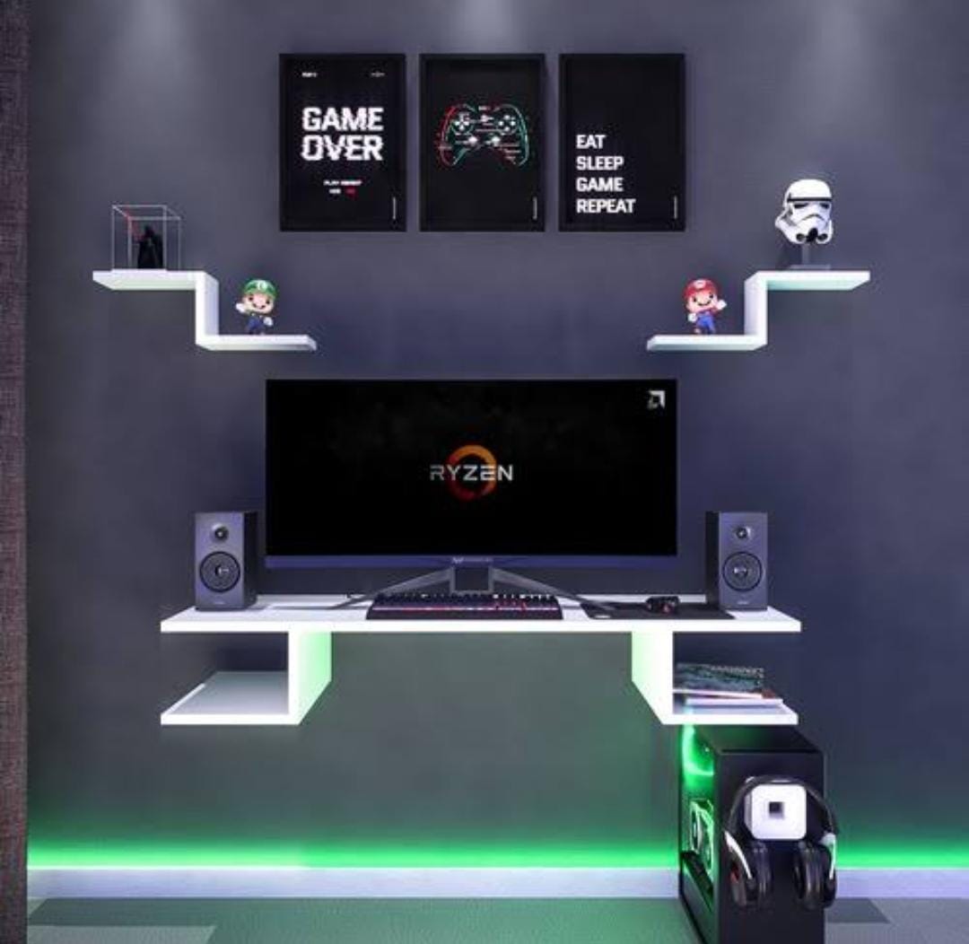 mesa gamer com iluminação