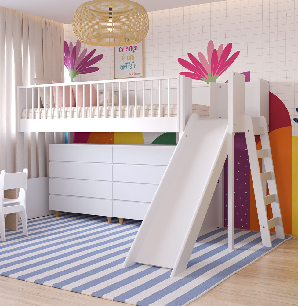 cama alta com escrivaninha infantil