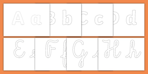 moldes de letras para painel escolar cursivo