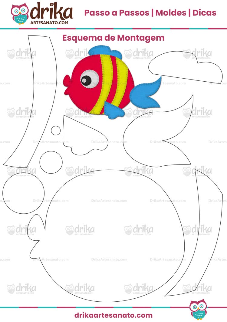 molde de peixe em eva para lembrancinha
