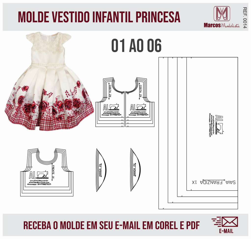 molde vestido infantil verão