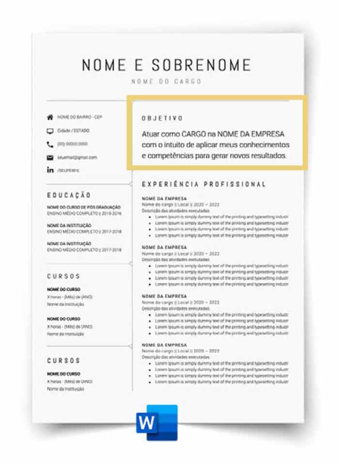 como escrever objetivo de currículo