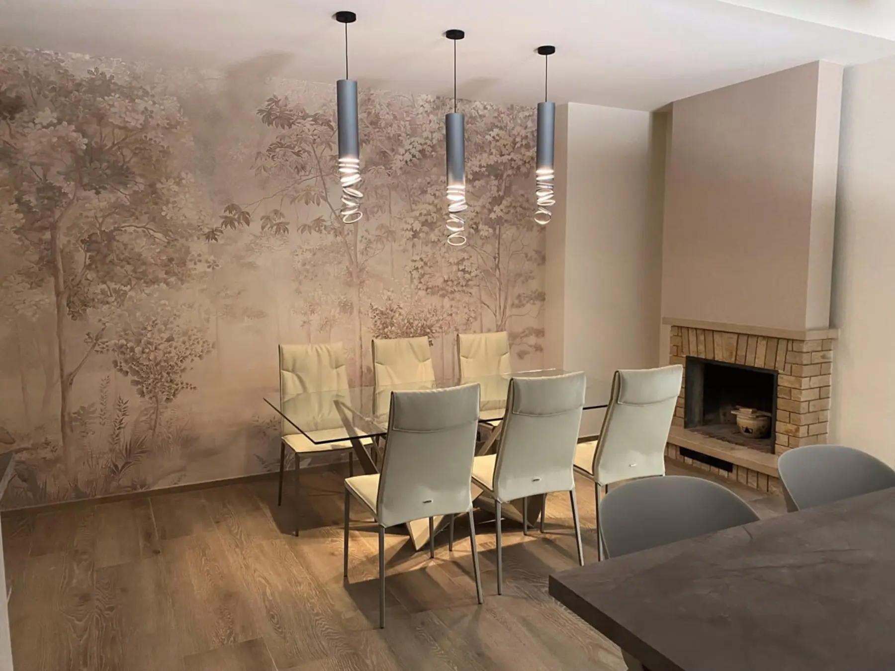 papel de parede sala de jantar moderna