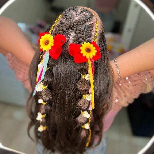 penteado junino para cabelo longo