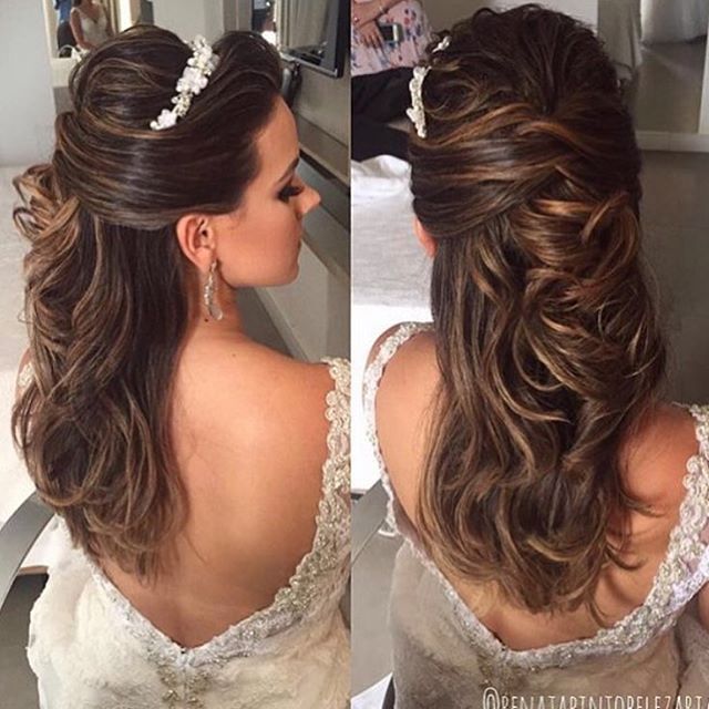 penteado semi preso noiva com acessório