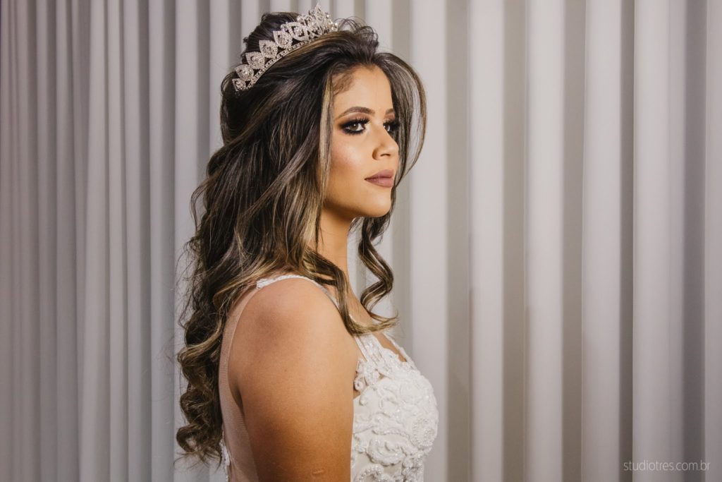 penteado noiva semi preso casamento diurno/noturno