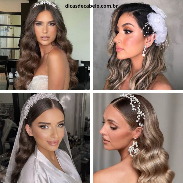 tiara para cabelo de noiva semi preso