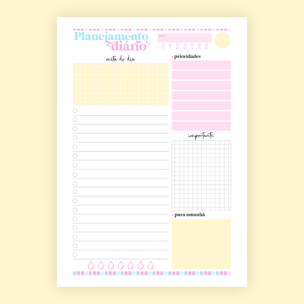planner diário com planejamento financeiro