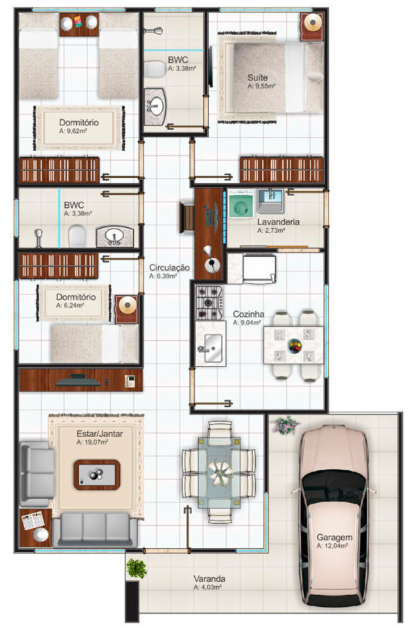 casa terrea 10x20 moderna