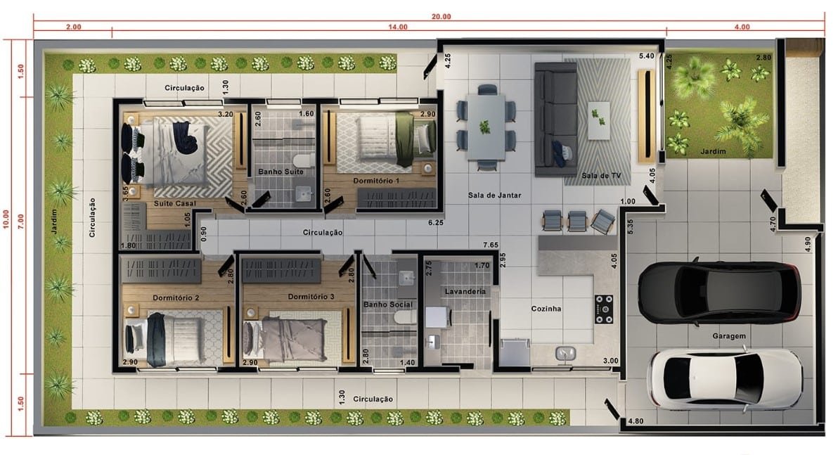 arquitetura para terreno 10x20