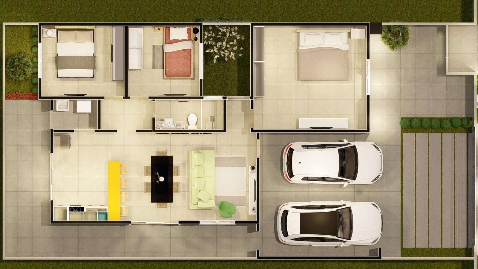 projeto casa 10x20 3 quartos