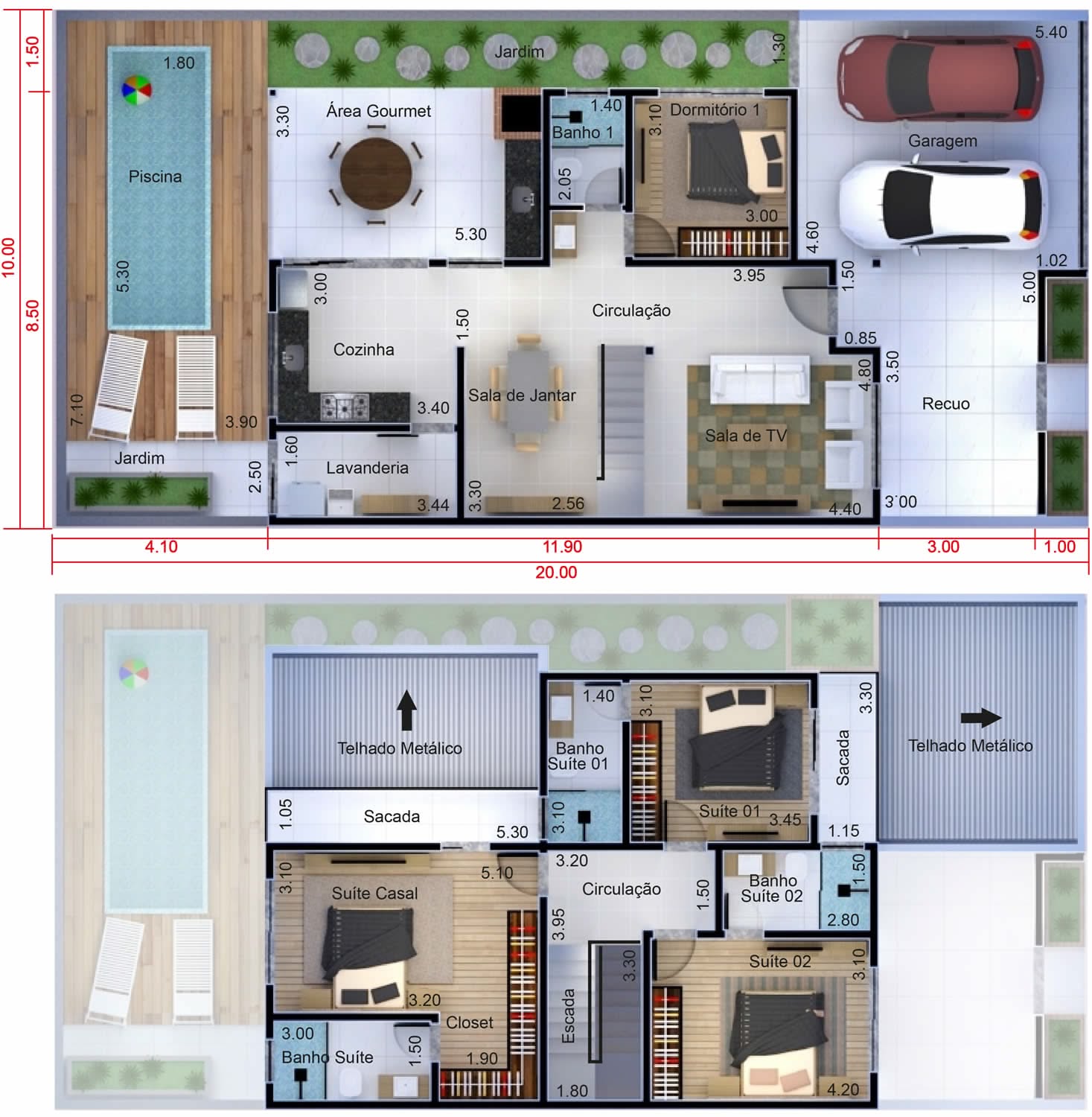 planta sobrado 10x20