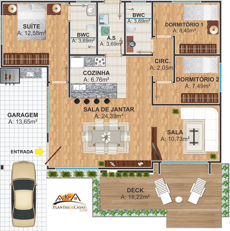 casa 3 quartos com suíte