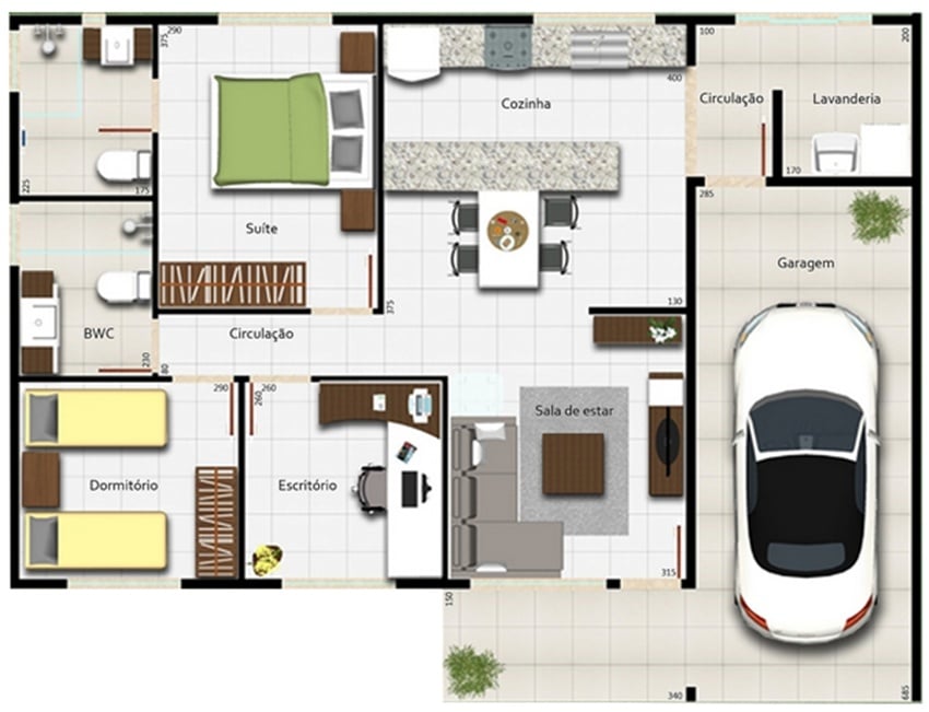 planta sobrado 3 quartos