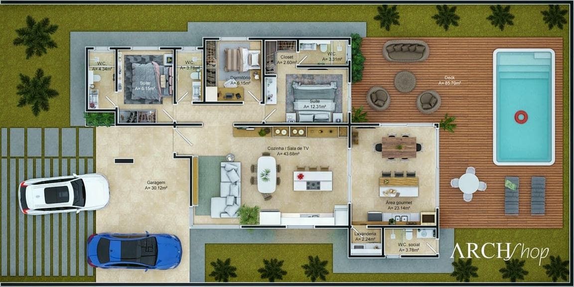 casa 3 quartos com piscina