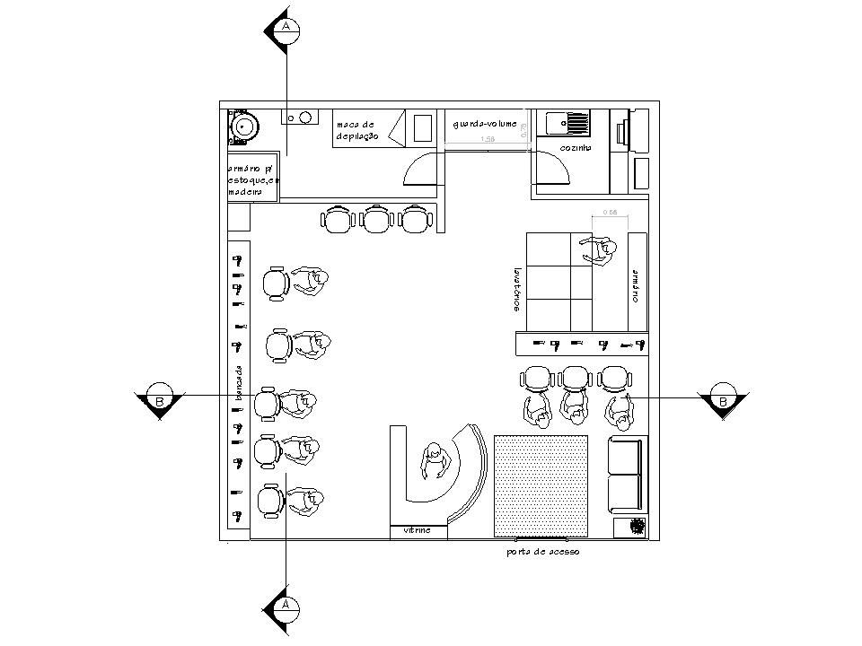 planta baixa salão de beleza 30m2
