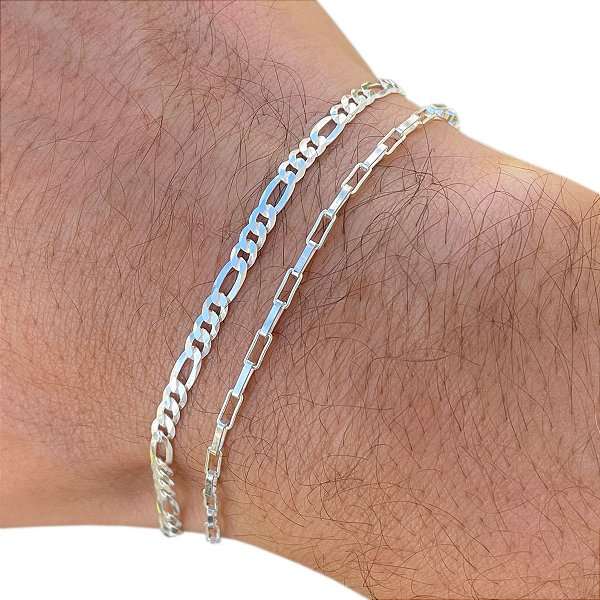 pulseira masculina prata barata
