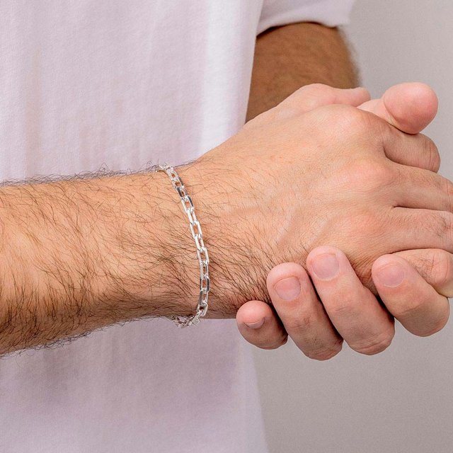 pulseira masculina prata 925 grumet