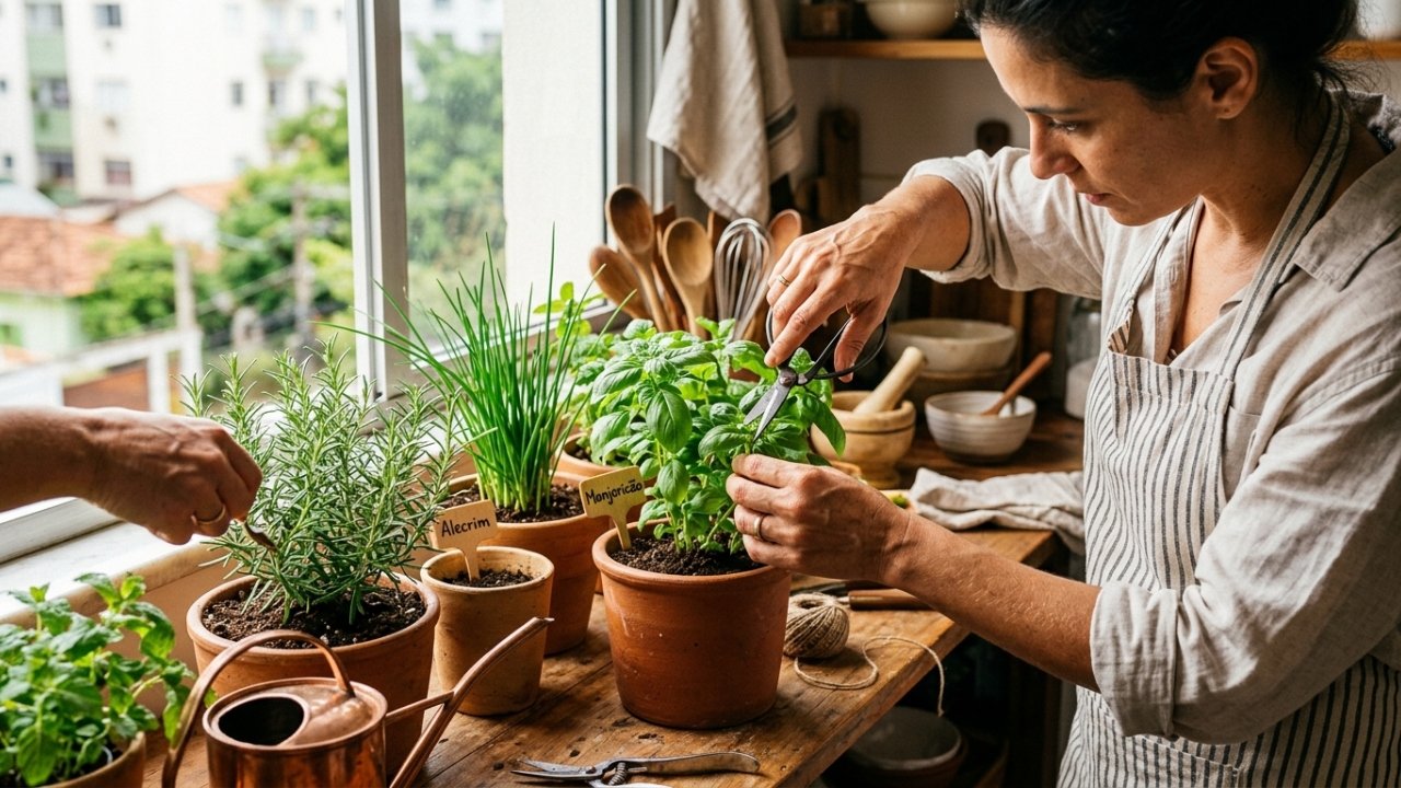 horta em apartamento com pouco espaço