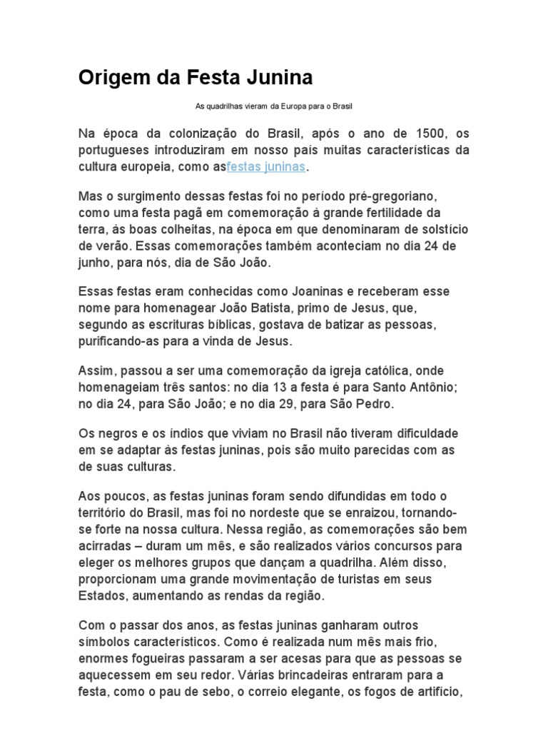 história da festa junina