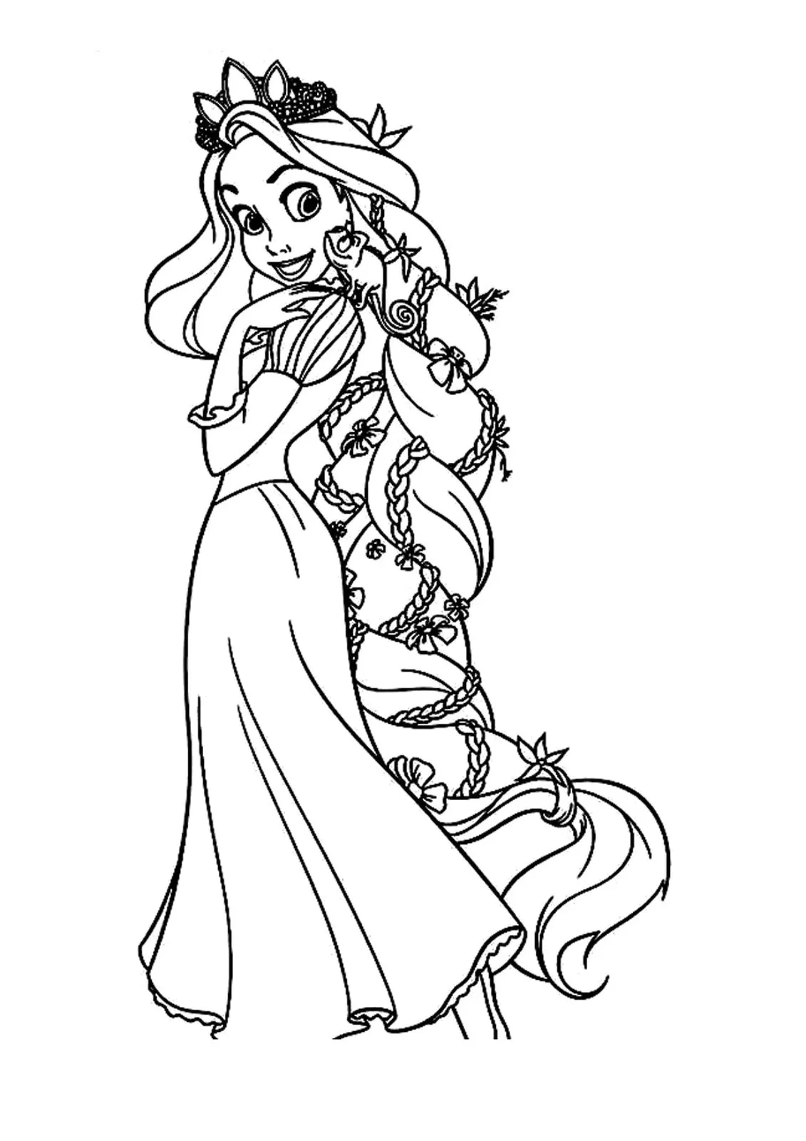 rapunzel e pascal para colorir