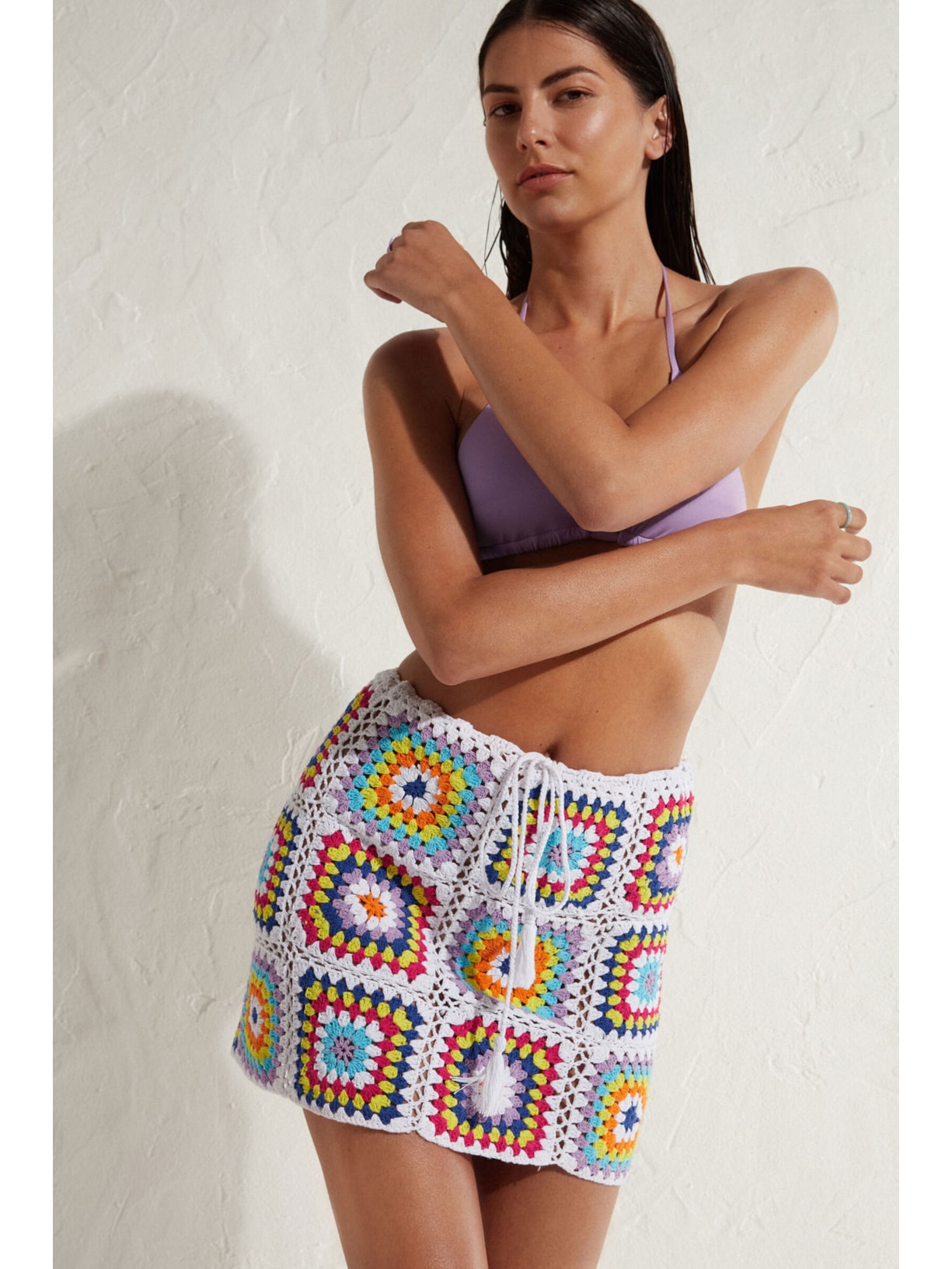 conjunto saia e cropped crochê