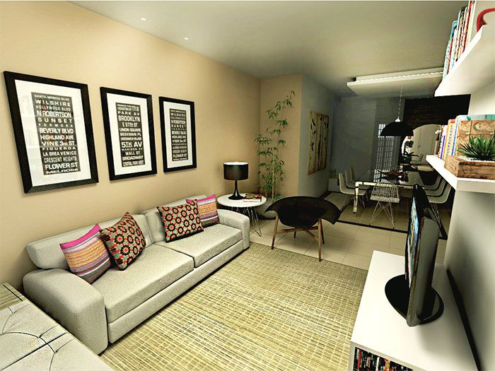 como decorar sala comprida e estreita