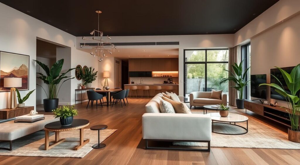 decoração sala de estar e jantar integradas