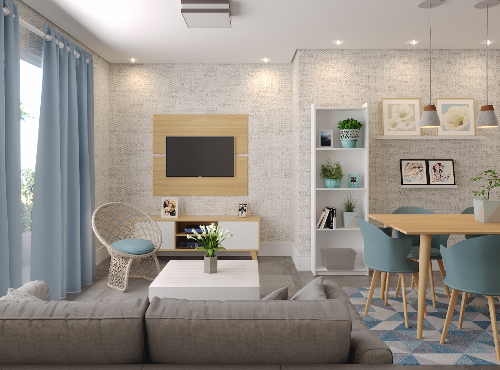 sala de estar e jantar em apartamento pequeno