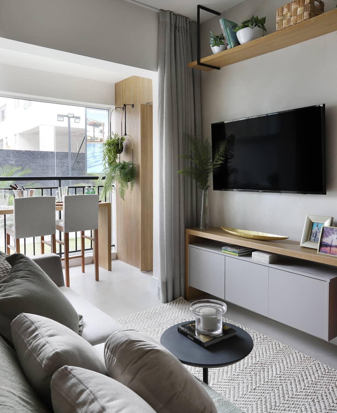 sala de estar integrada apartamento pequeno