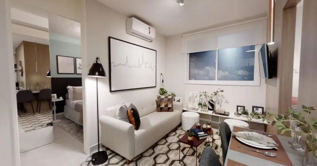 sala de estar e jantar integradas apartamento pequeno