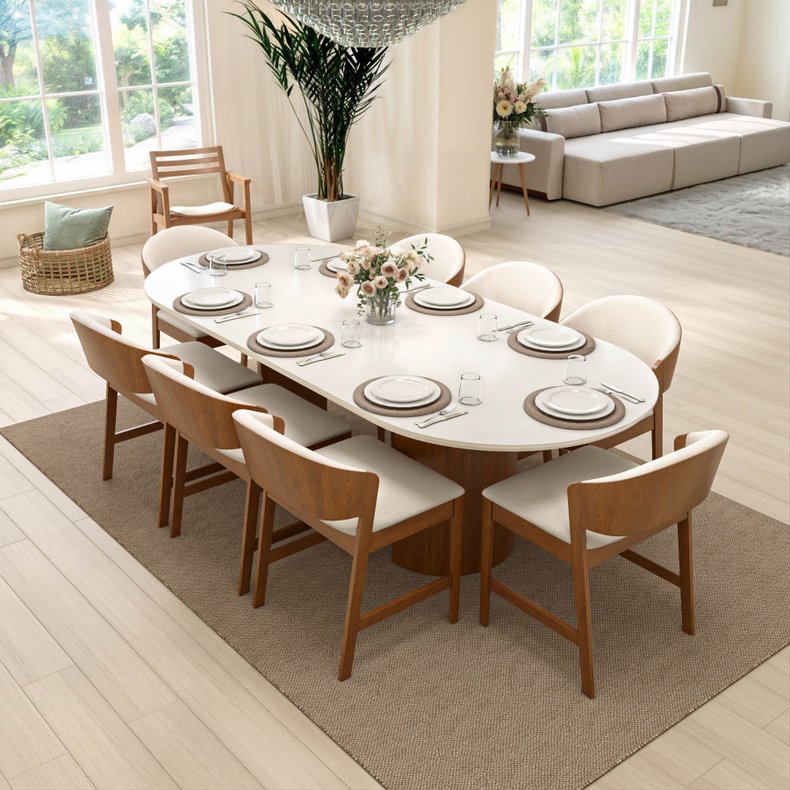 mesa de jantar 8 lugares retangular