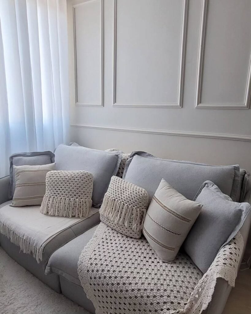 estilo minimalista sala sofá cinza
