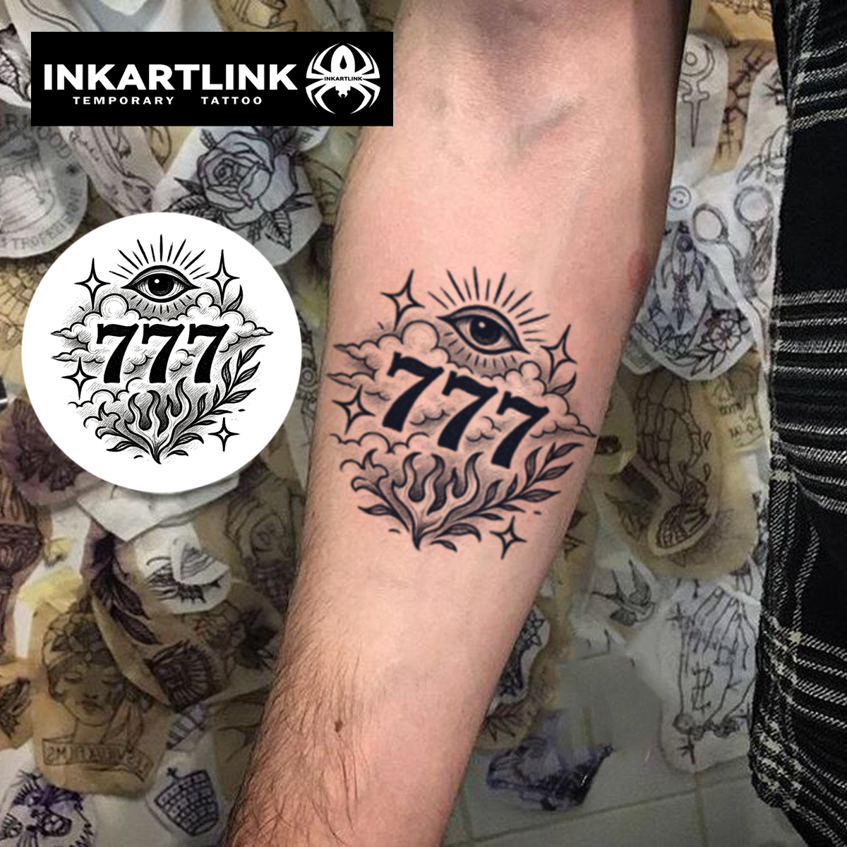 tatuagem 777 trevo