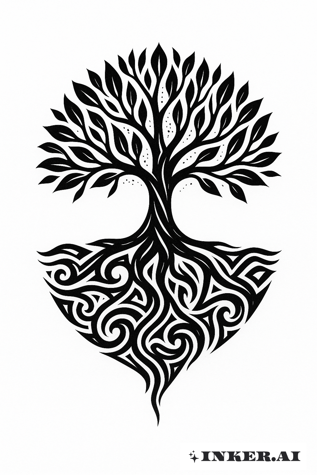 tatuagem pontilhismo árvore da vida