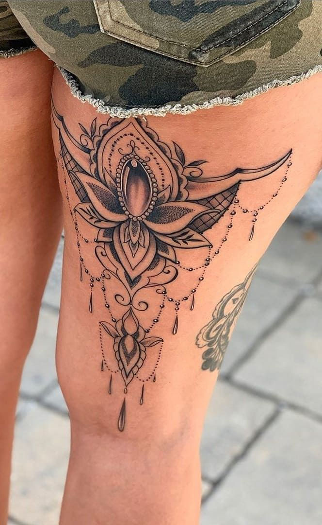 ideias de tatuagem coxa