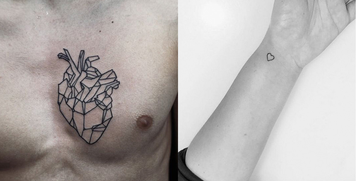 tatuagem coração aquarela
