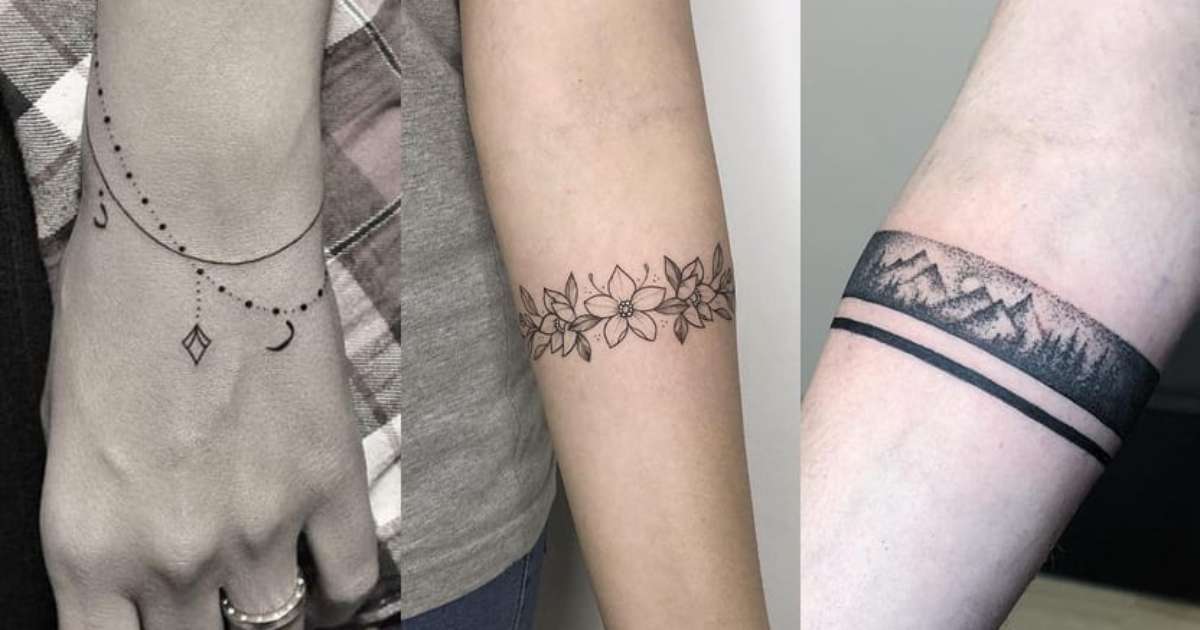tatuagem floral bracelete antebraço