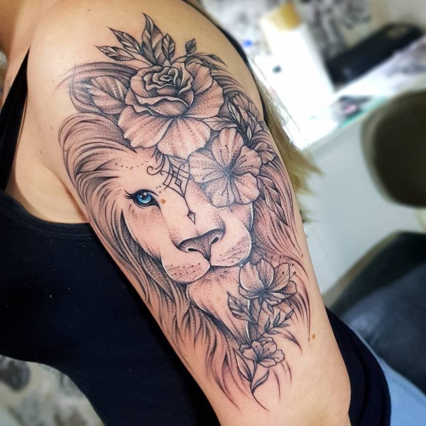 tatuagem leão minimalista