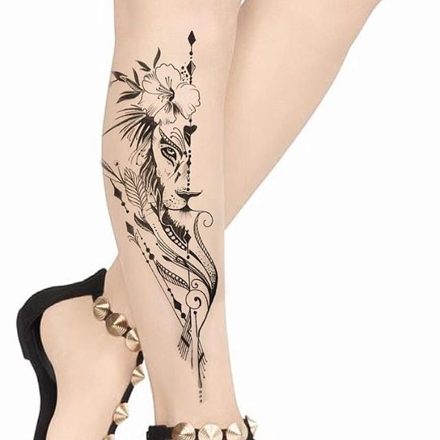 tatuagem leoa feminina delicada