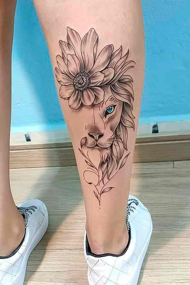tatuagem leoa fineline