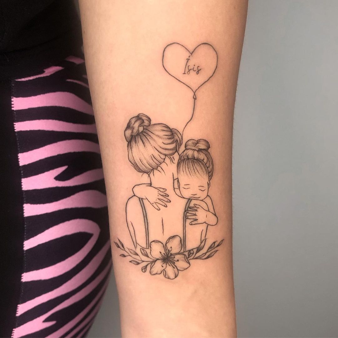 tatuagem mãe e filha fineline
