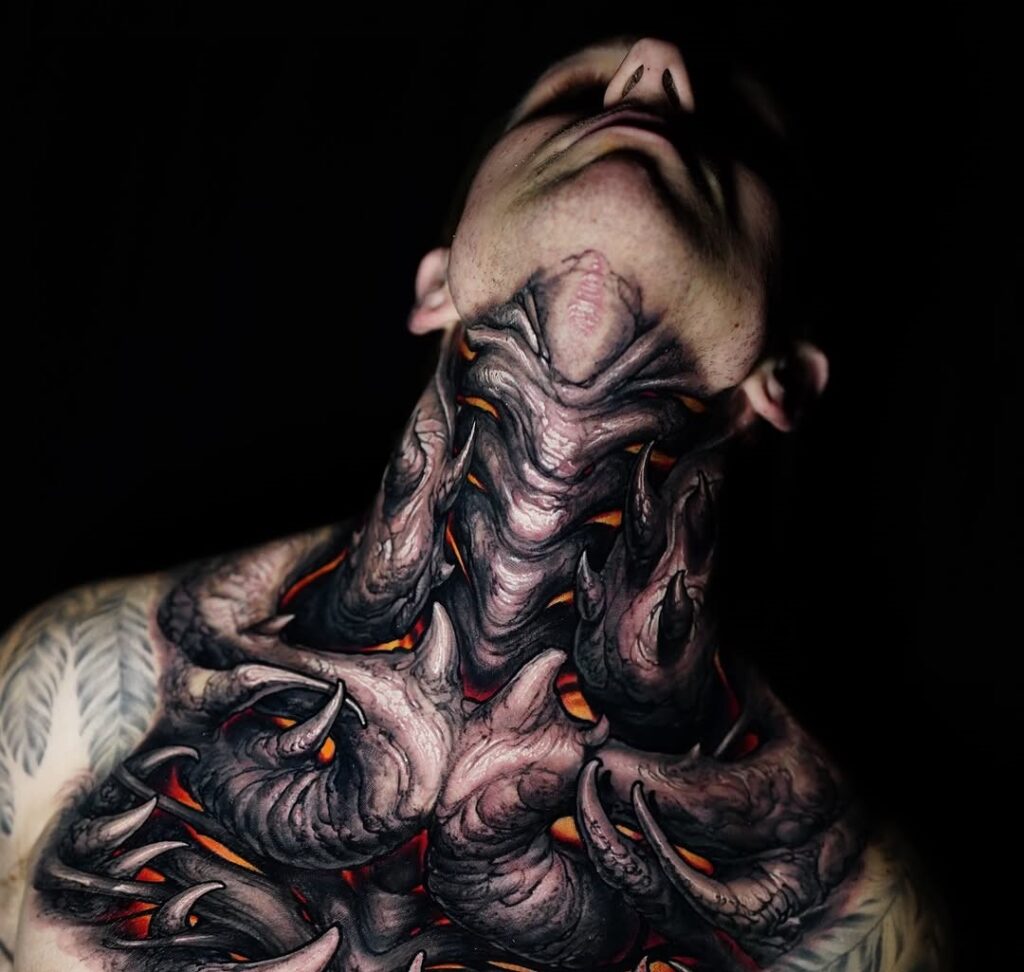 tatuagem fineline pescoço