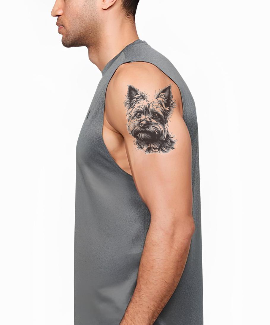 tatuagem yorkshire preto e cinza