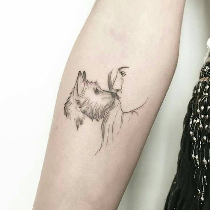 tatuagem yorkshire preto e cinza