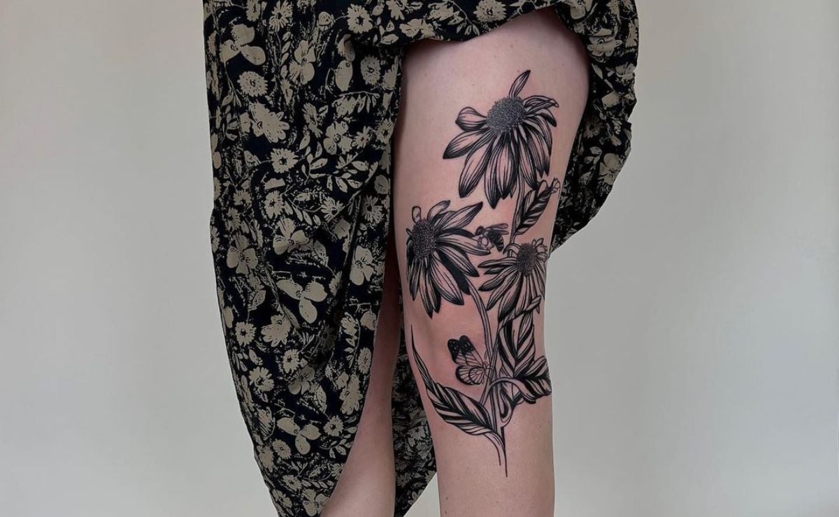 tatuagem realista perna