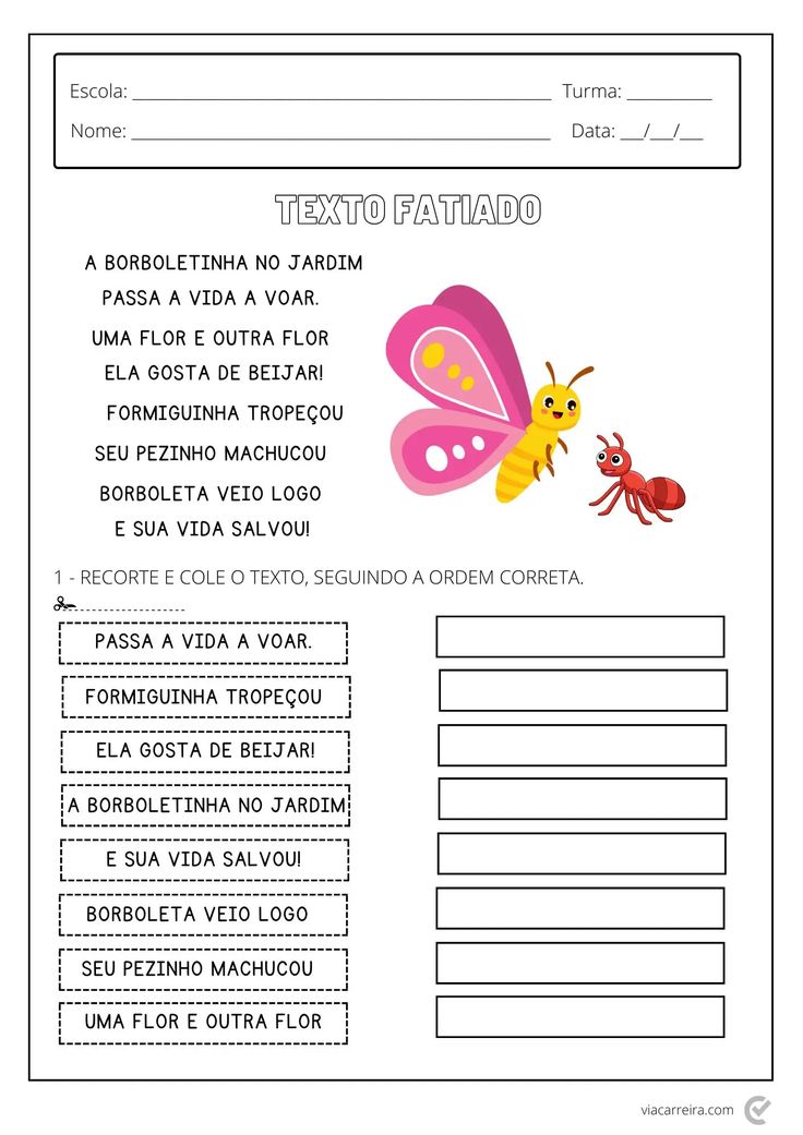interpretação de texto fatiado 4 ano